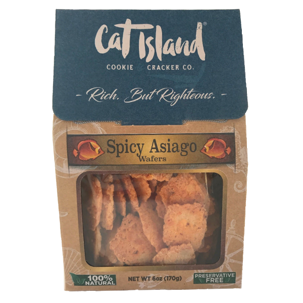 slide 1 of 1, Cat Island Spicy Asiago Wafers, 7 oz