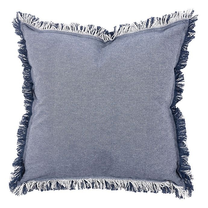 slide 1 of 3, KAF Home Rustic Raw Edge Square Throw Pillow - Navy, 1 ct