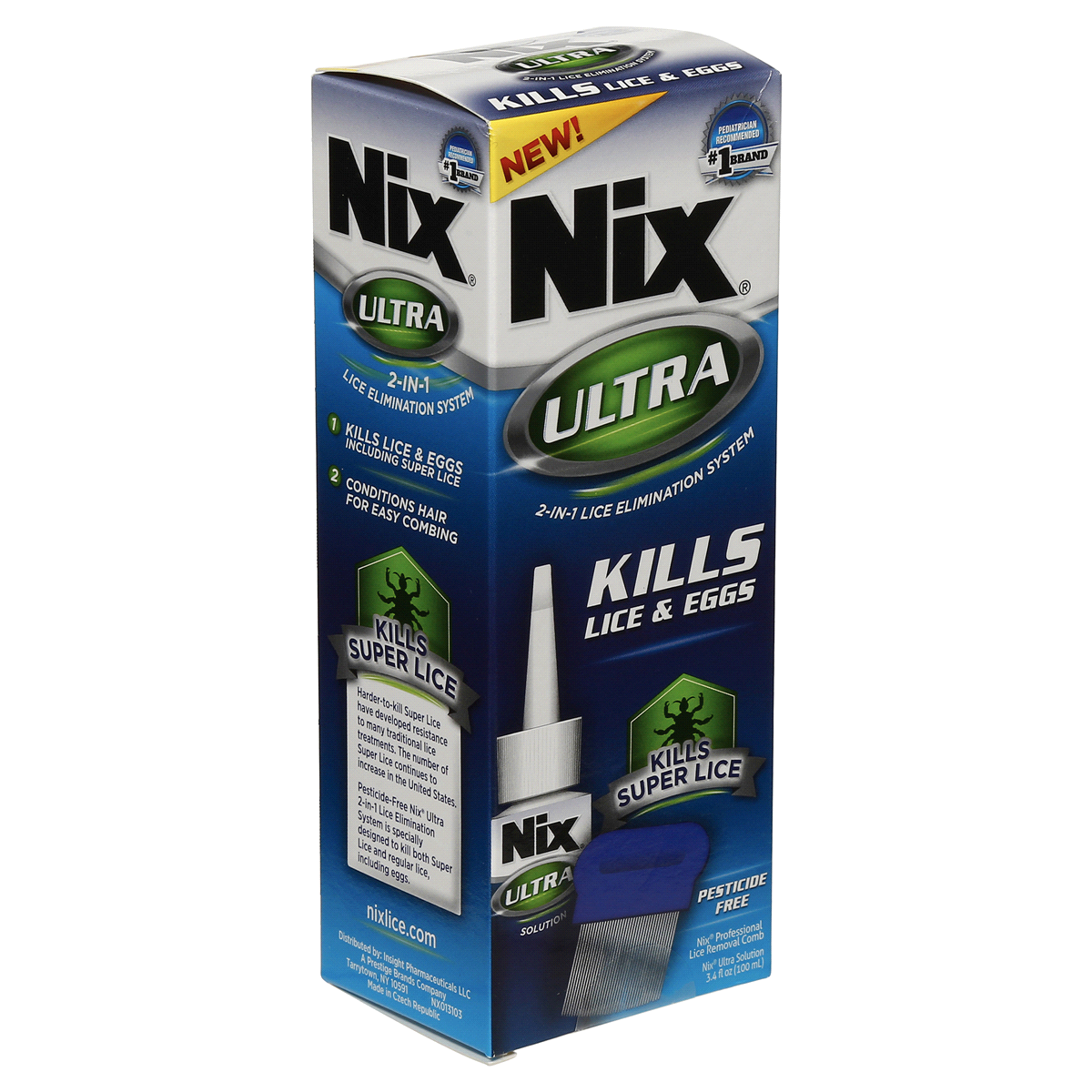 slide 3 of 10, Nix Ultra Lice Removal Kit, Lice Treatment Hair Solution, 3.4 fl oz &Removal Comb, 3.40 fl oz