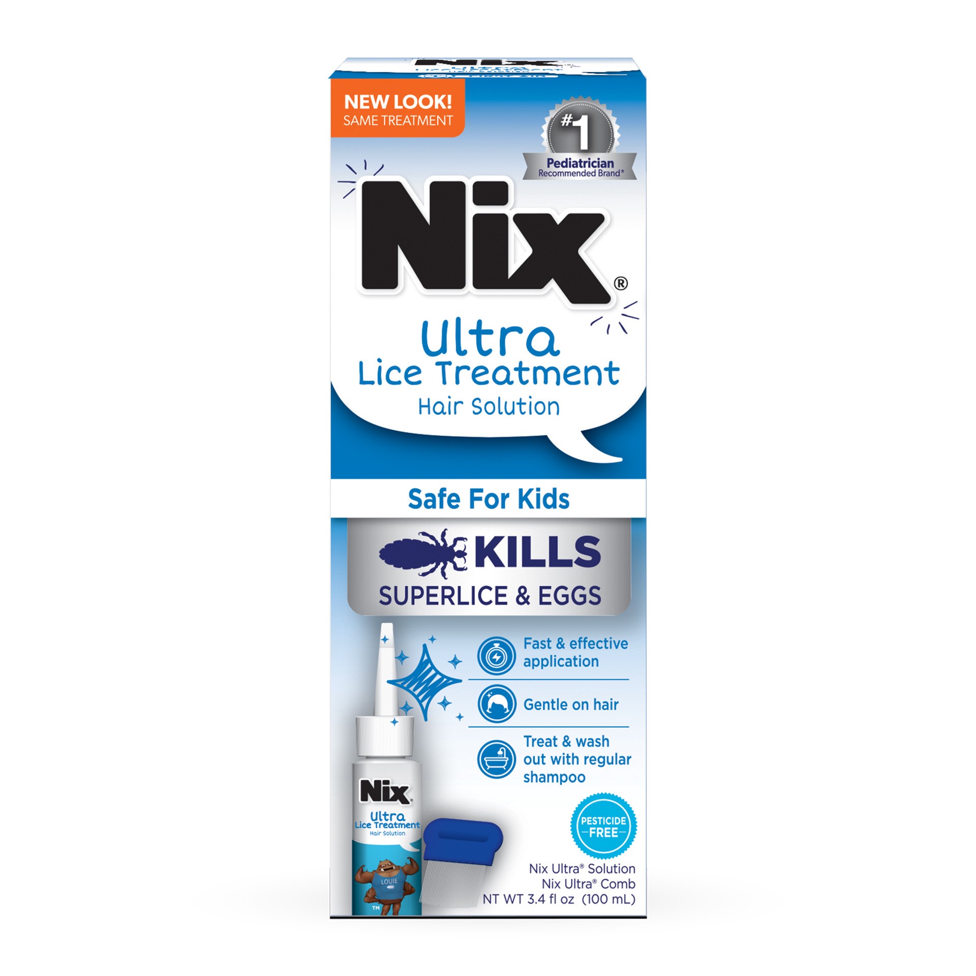 slide 1 of 10, Nix Ultra Lice Removal Kit, Lice Treatment Hair Solution, 3.4 fl oz &Removal Comb, 3.40 fl oz