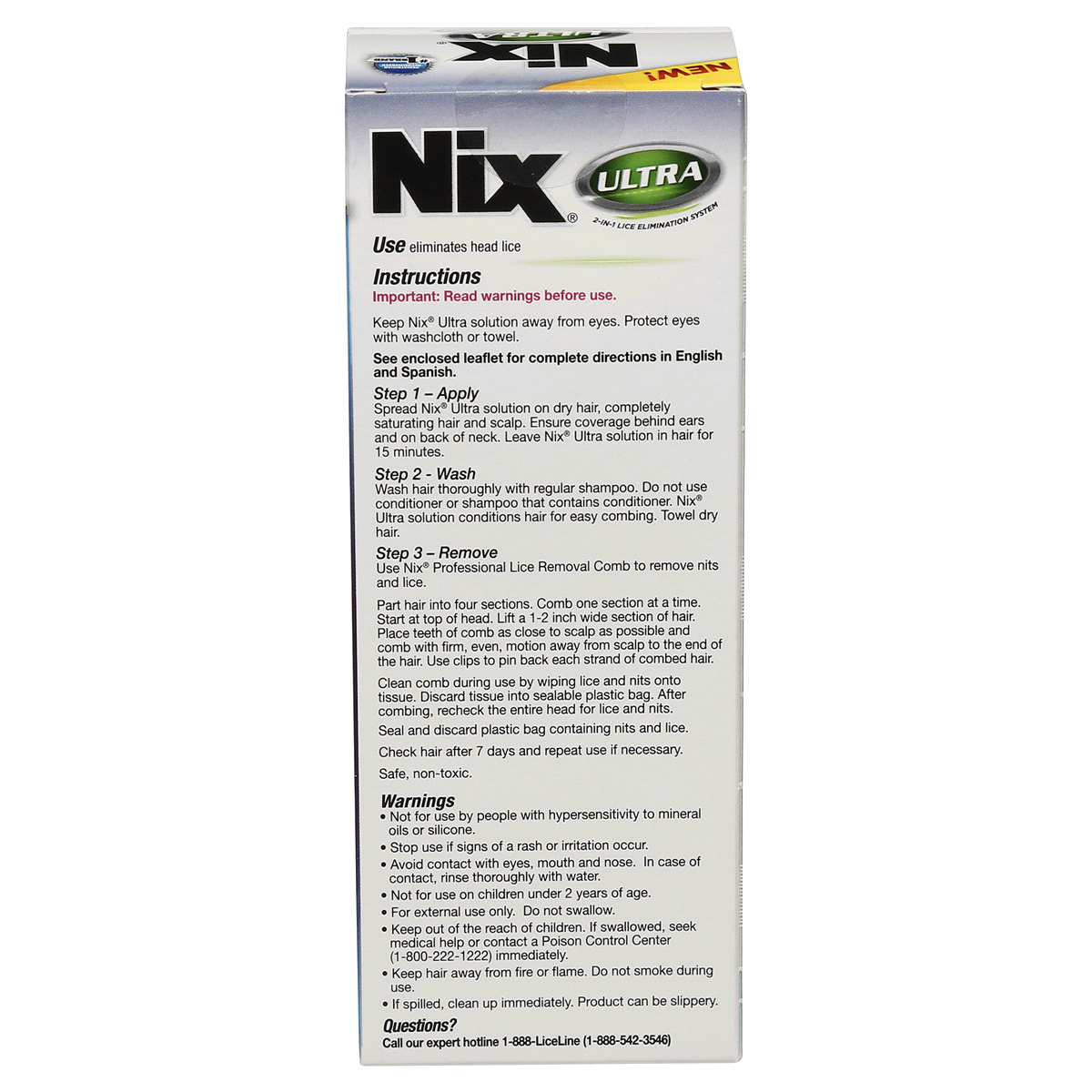 slide 5 of 10, Nix Ultra Lice Removal Kit, Lice Treatment Hair Solution, 3.4 fl oz &Removal Comb, 3.40 fl oz