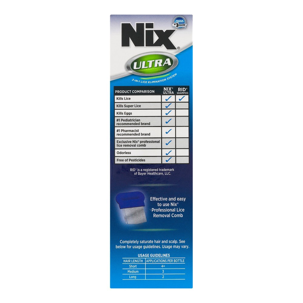 slide 6 of 10, Nix Ultra Lice Removal Kit, Lice Treatment Hair Solution, 3.4 fl oz &Removal Comb, 3.40 fl oz