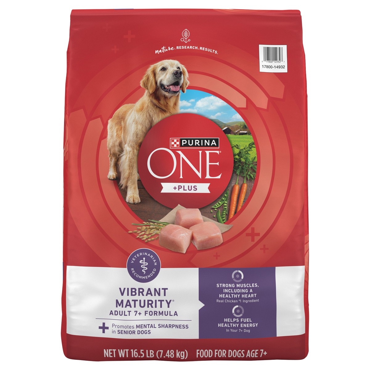 slide 1 of 8, Purina ONE High Protein Dry Senior Dog Food Plus Vibrant Maturity Adult 7 Plus Formula - 16.5 lb. Bag, 16.5 lb
