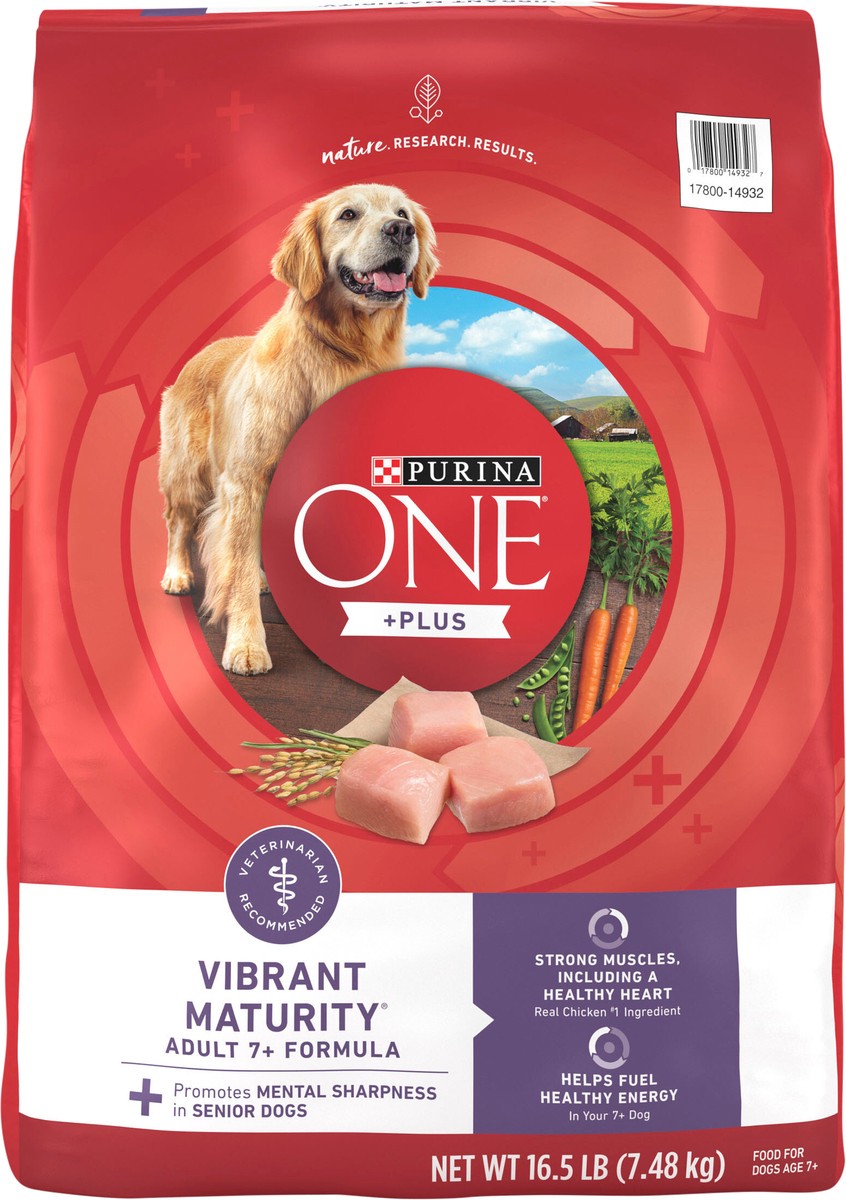 slide 2 of 8, ONE Purina ONE High Protein Dry Senior Dog Food Plus Vibrant Maturity Adult 7 Plus Formula, 16.5 lb