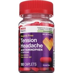 slide 1 of 1, CVS Health Aspirin-Free Tension Headache Pain Reliever/Pain Reliever Aid Coated Caplets, 100ct, 100 ct