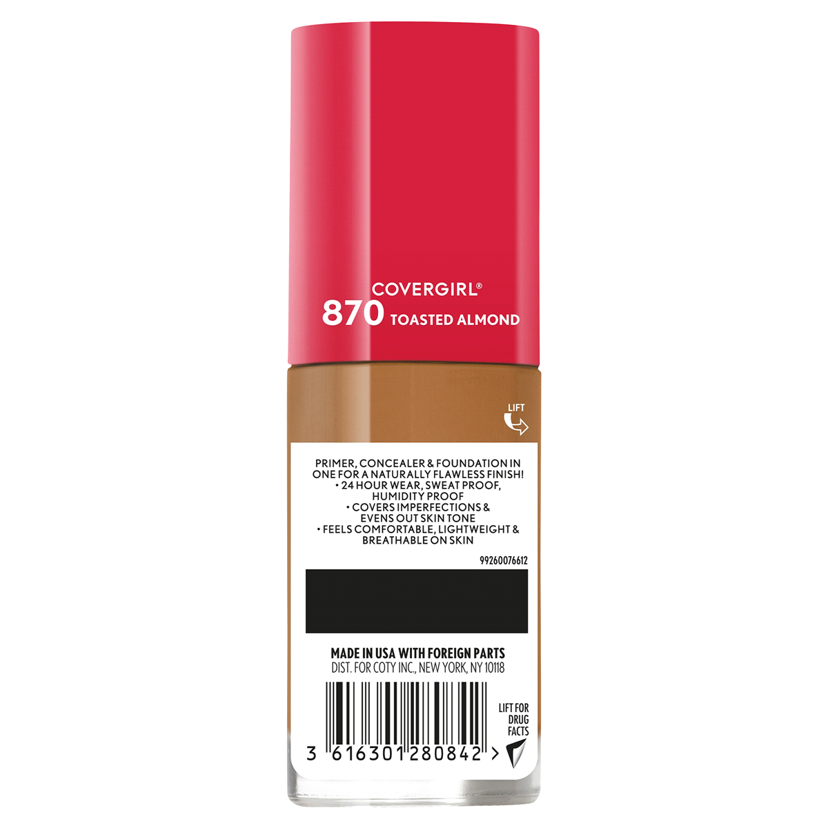 slide 5 of 5, Covergirl Outlast Extreme Wear 870 Toasted Almond Foundation, 1 ct