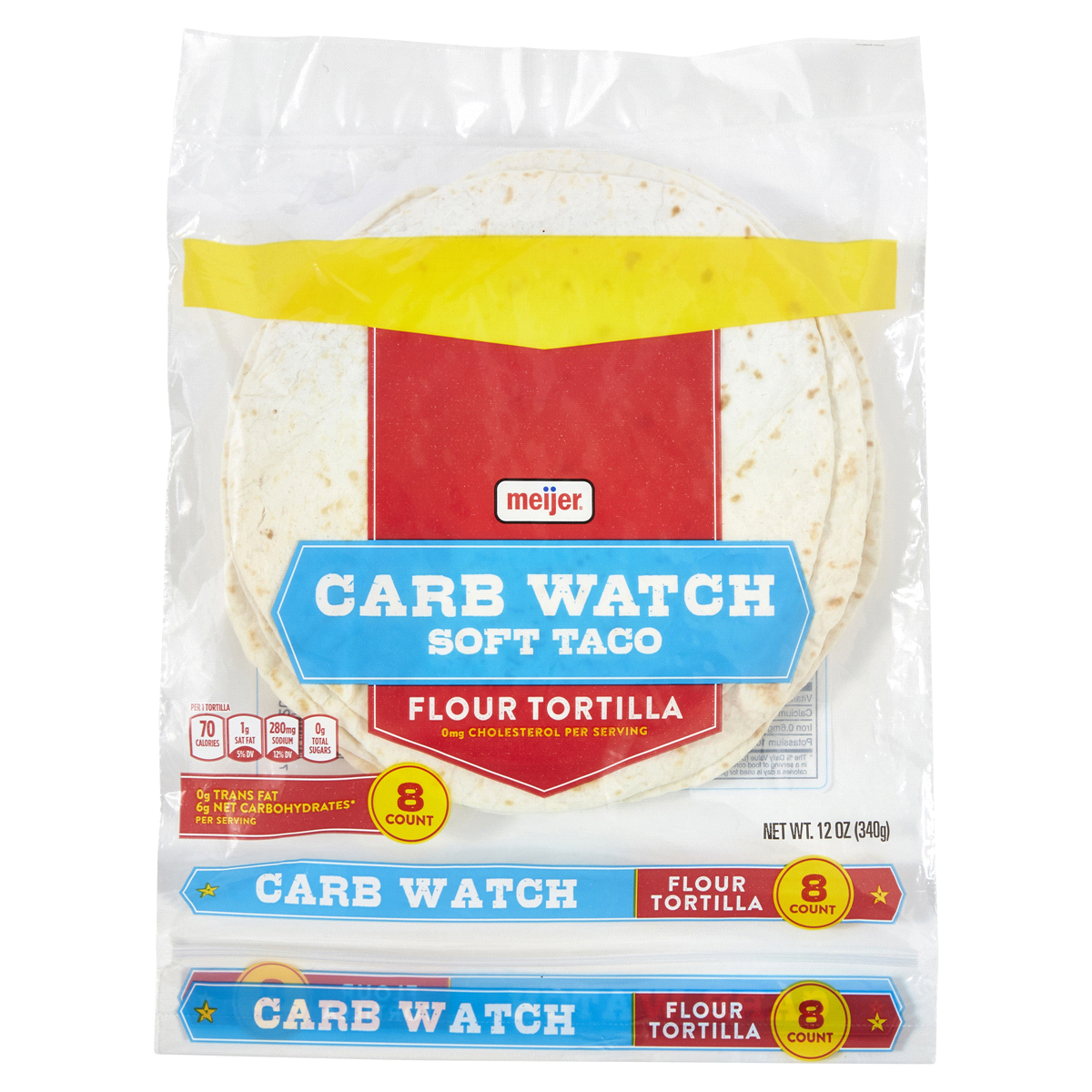 slide 1 of 29, Meijer Carb Watch Flour Soft Taco Tortillas, 8 ct