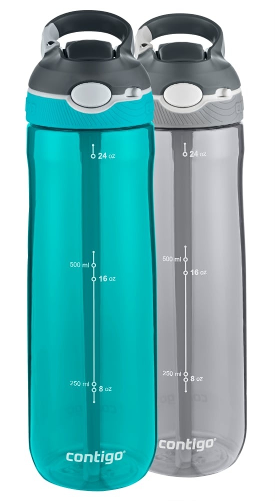 slide 1 of 1, Contigo Autospout Straw Ashland Water Bottles - Scuba & Gray, 2 ct; 24 oz