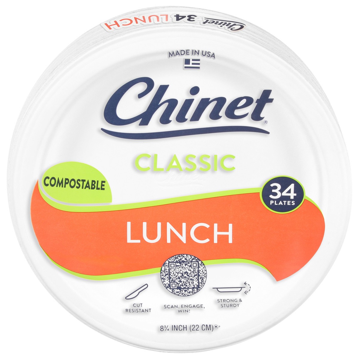 slide 4 of 4, Chinet Classic Compostable Lunch Plates 34 ea, 34 ct
