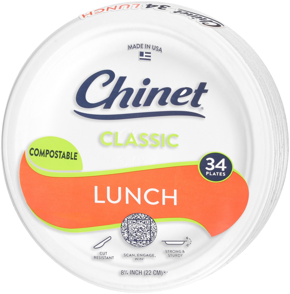 slide 2 of 4, Chinet Classic Compostable Lunch Plates 34 ea, 34 ct