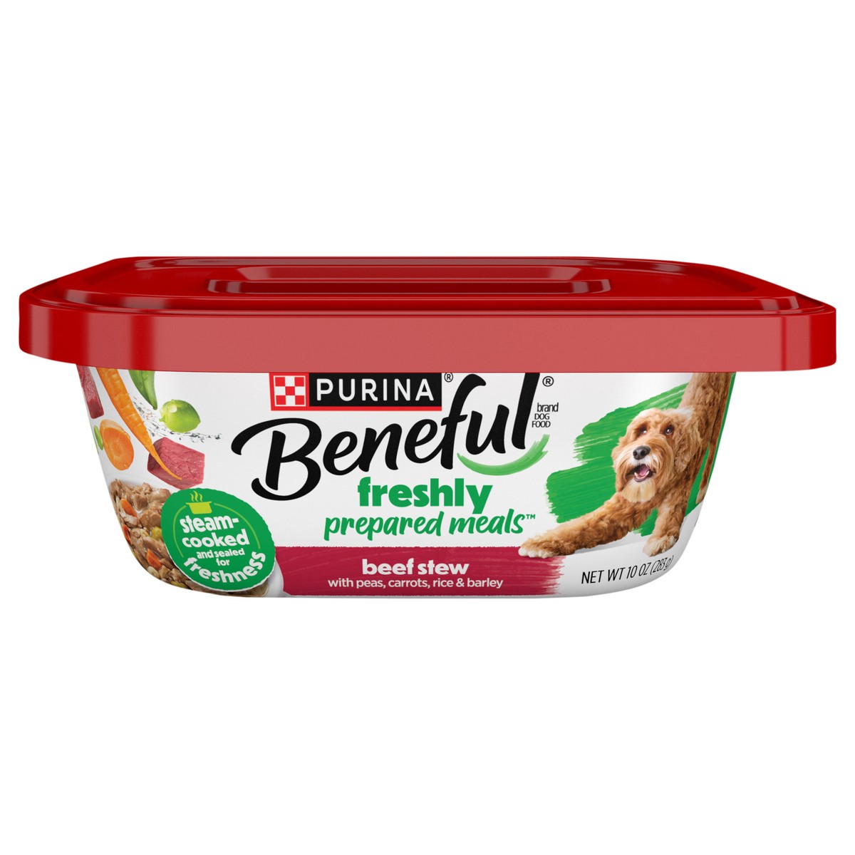 slide 1 of 9, Beneful Purina Beneful Wet Dog Food Freshly Prepared Meals Beef Stew with Peas, Carrots, Rice, and Barley - 10 oz. Tub, 10 oz