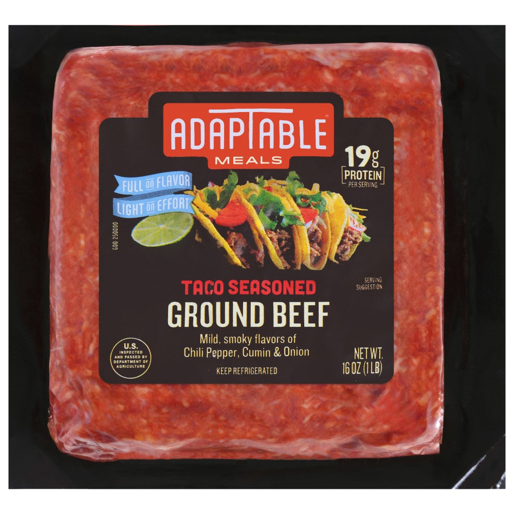 slide 1 of 4, AdapTable Meals Taco Seasoned Ground Beef 16 oz, 16 oz