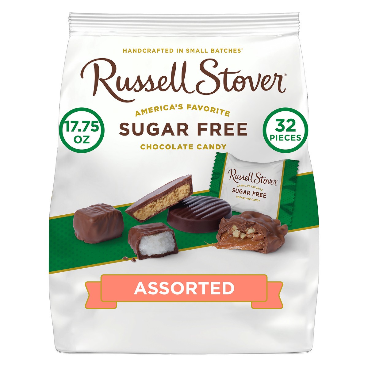 slide 3 of 12, RUSSELL STOVER Sugar Free Assorted Chocolate Candy, 17.75 oz. bag (˜ 32 pieces), 17.75 oz