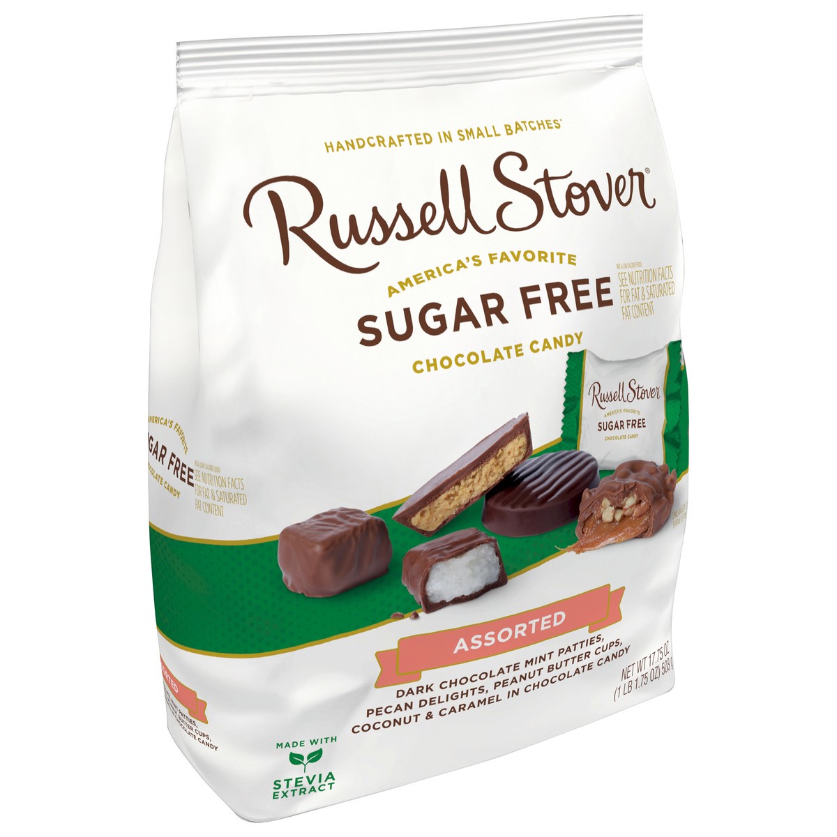 slide 5 of 12, RUSSELL STOVER Sugar Free Assorted Chocolate Candy, 17.75 oz. bag (˜ 32 pieces), 17.75 oz