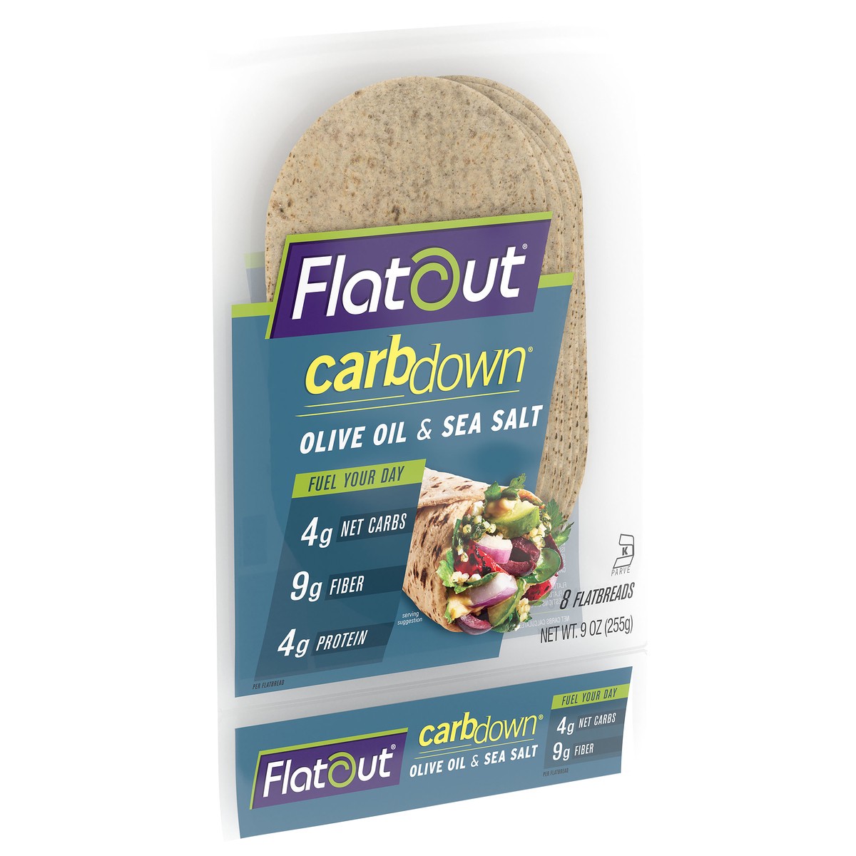 slide 8 of 9, Flatout CarbDown Olive Oil & Sea Salt Flatbread Wraps, 8ct, 9 oz