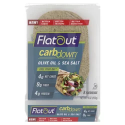 Flatout CarbDown Olive Oil & Sea Salt Flatbread Wraps, 8ct