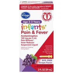 Kroger Infants' Pain And Fever Relief Dye Free Grape