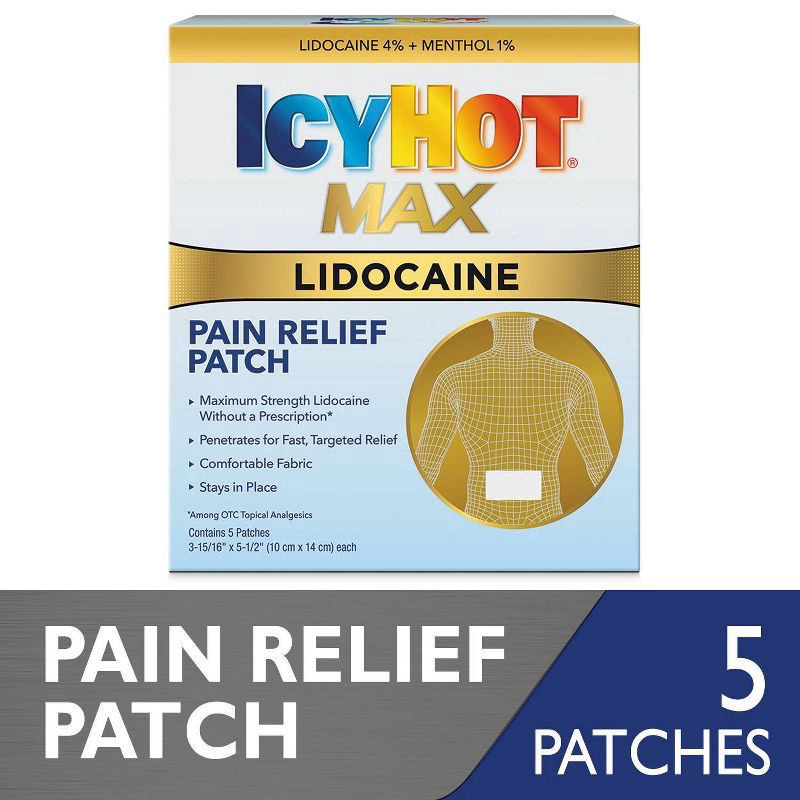 slide 1 of 7, Icy Hot With Lidocaine Patch, 5 ct