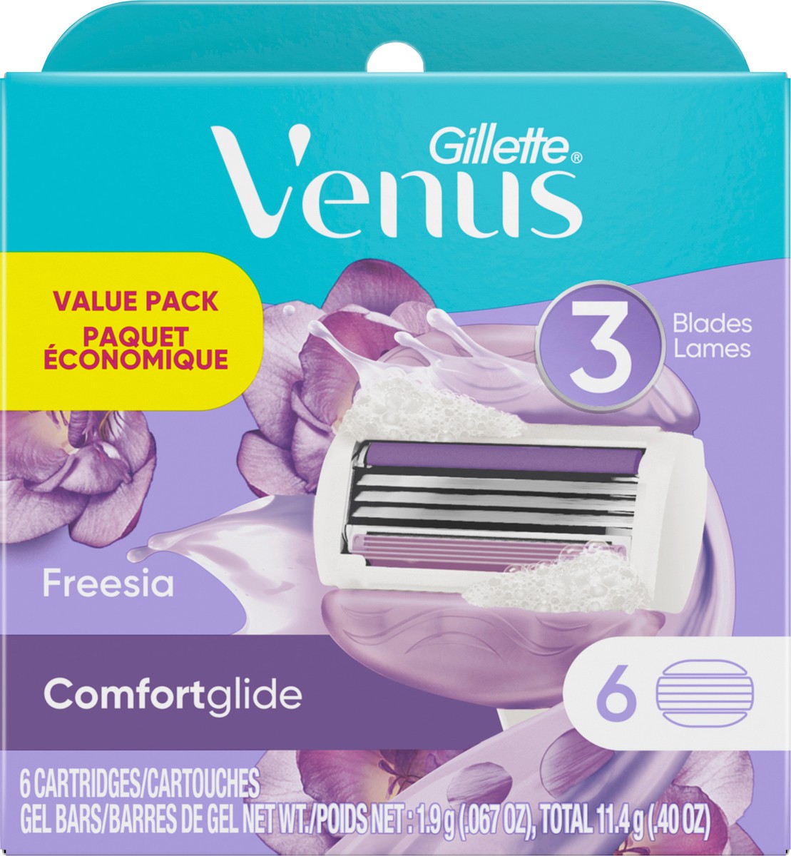 slide 3 of 3, Gillette Venus ComfortGlide Freesia Women's Razor Blade Refills, 6 Count, 6 ct