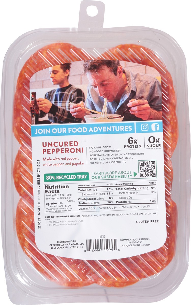 slide 9 of 9, Creminelli Fine Meats Uncured Pepperoni 2.7 oz, 2.7 oz