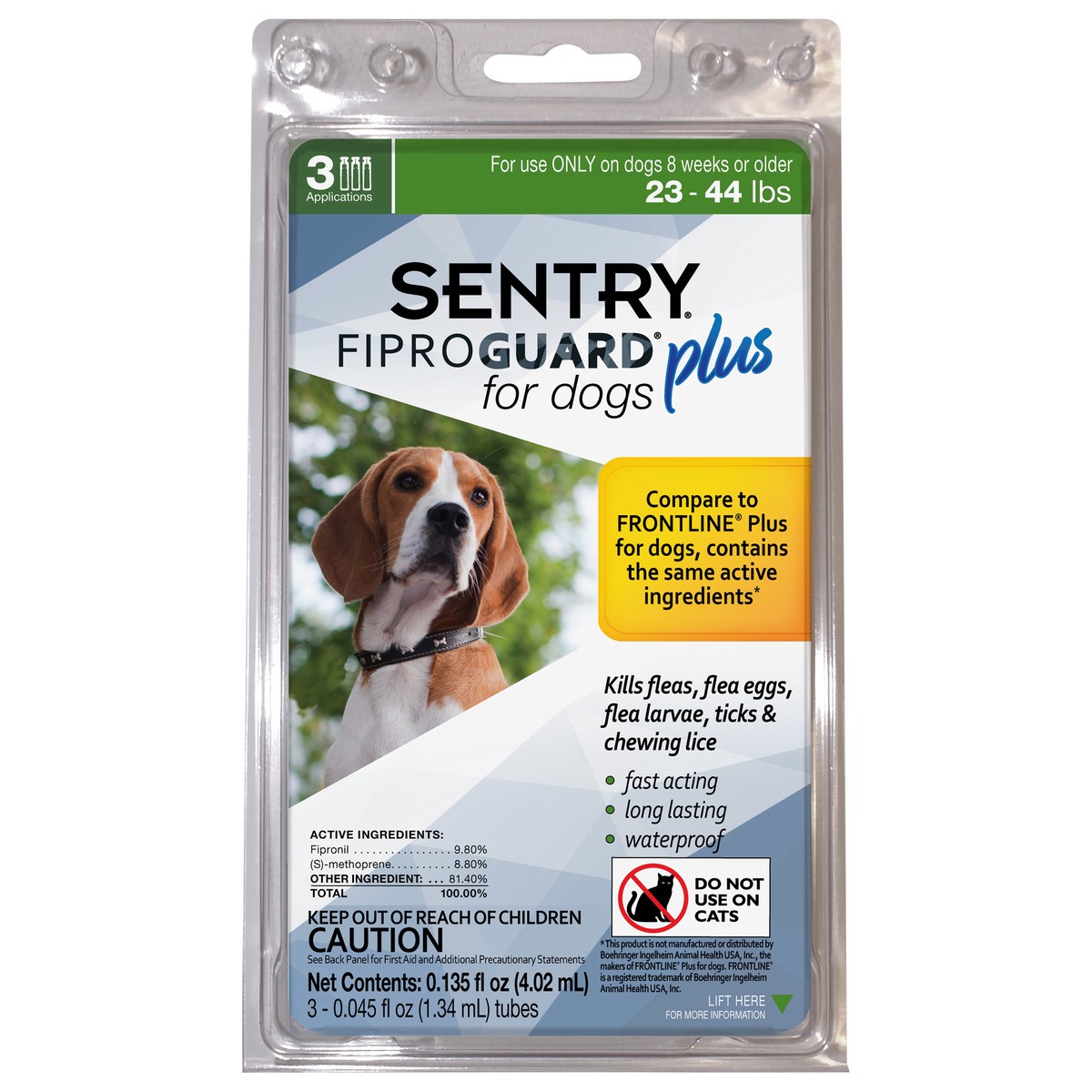 slide 4 of 6, Sentry Fiproguard Plus F&T SO Dog 23-44LB 3CT, 3 ct