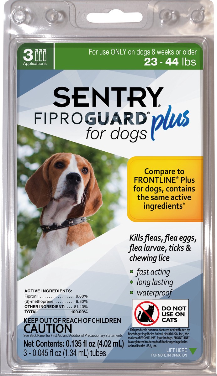 slide 6 of 6, Sentry Fiproguard Plus F&T SO Dog 23-44LB 3CT, 3 ct