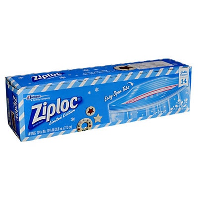 slide 1 of 1, Ziploc Christmas Gallon Freezer Bag, 14 ct