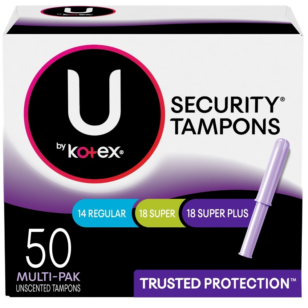 slide 1 of 3, U By Kotex Security Tampons Regular Super Super Plus Multipack, 50 ct