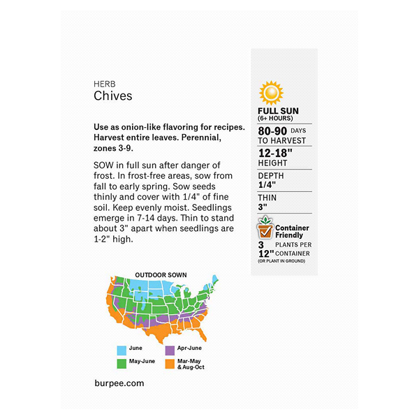 slide 5 of 5, Burpee Chives Common Seeds, 1 ct