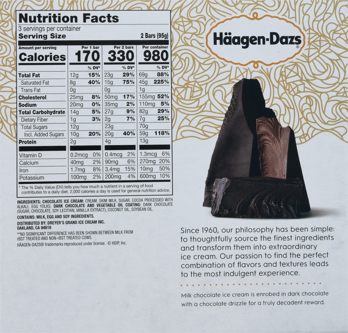 slide 7 of 9, Häagen-Dazs Chocolate Dark Chocolate Mini Bars, 6Ct, 285.28 g