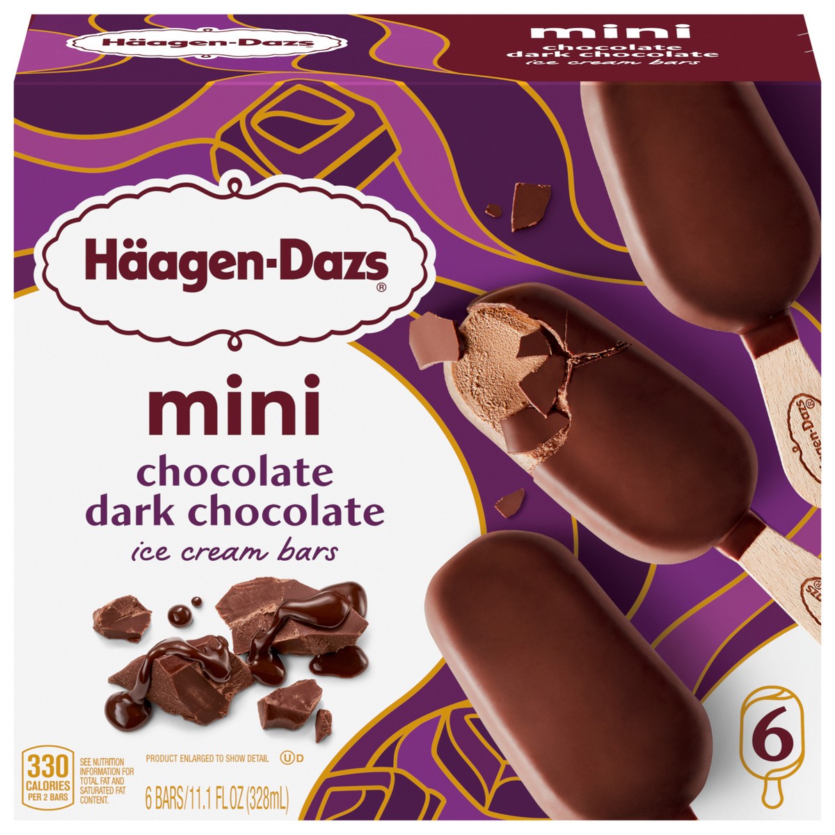 slide 1 of 9, Häagen-Dazs Chocolate Dark Chocolate Mini Bars, 6ct, 285.28 g