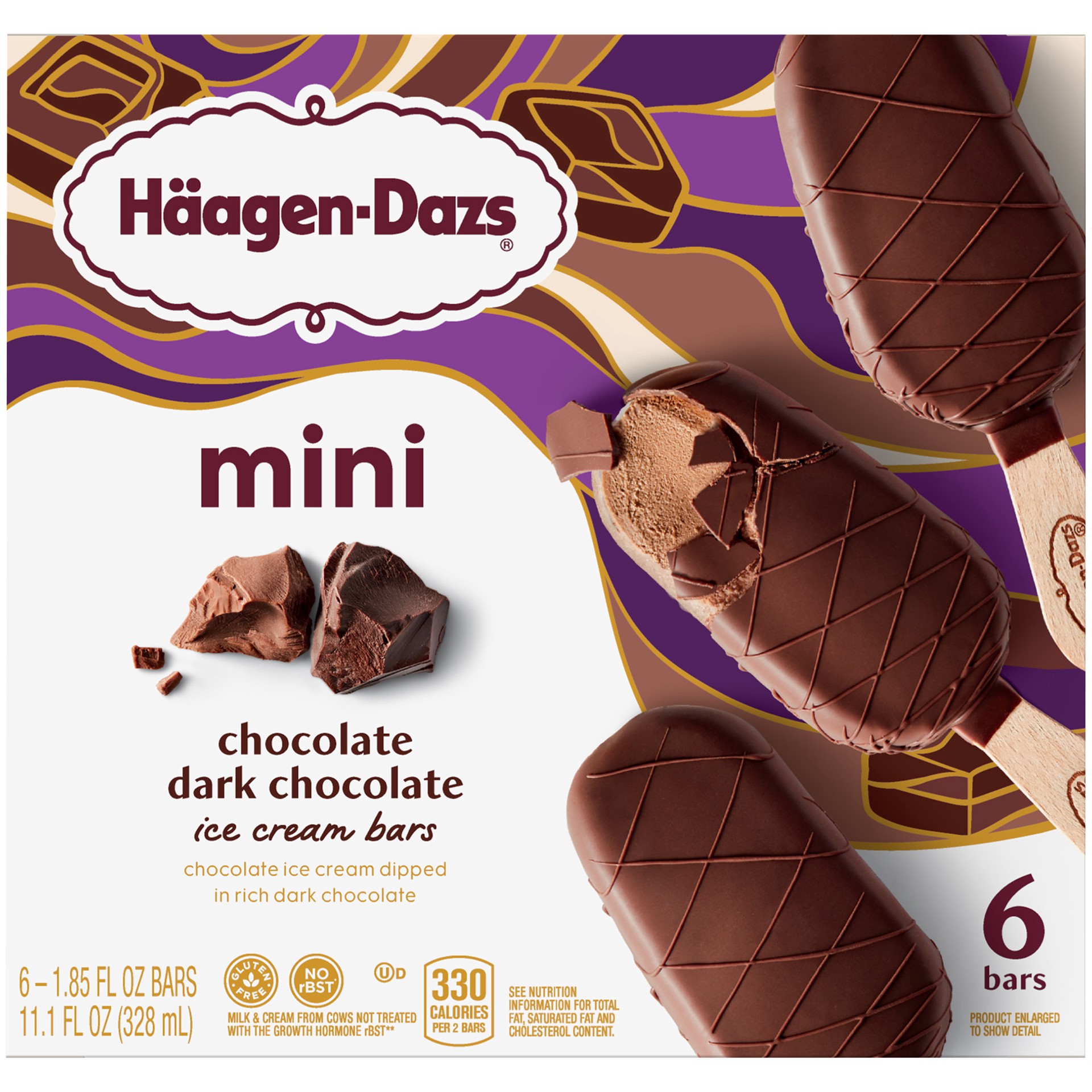 slide 1 of 9, Häagen-Dazs Chocolate Dark Chocolate Mini Bars, 6Ct, 285.28 g