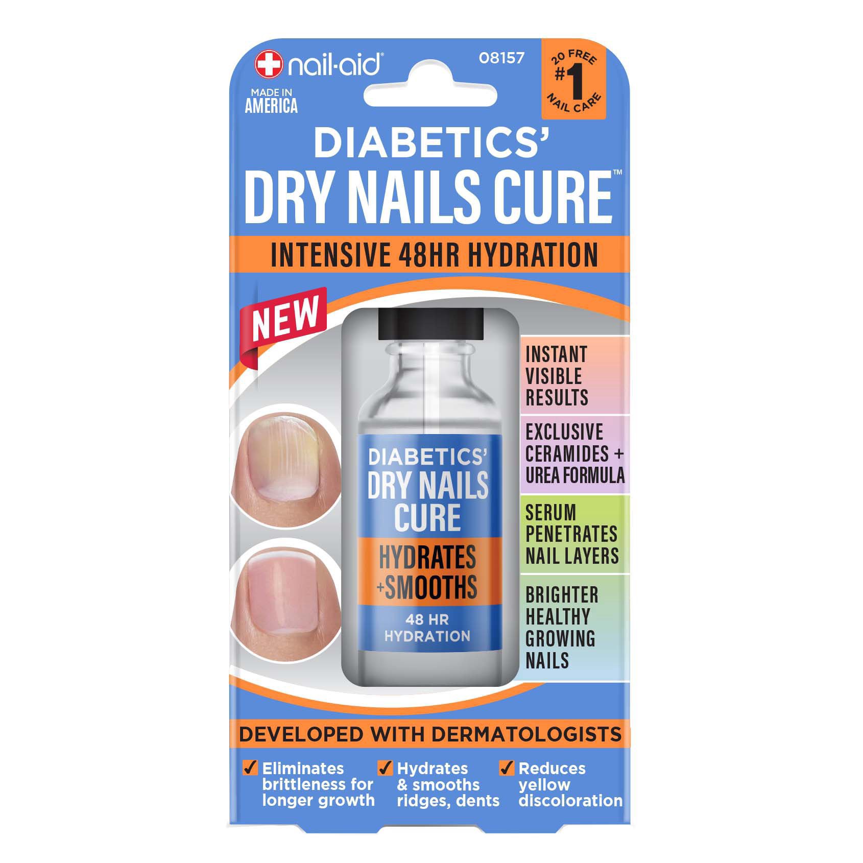 slide 1 of 1, Nail Aid Diabetics' Dry Nails Cure, 0.55 oz