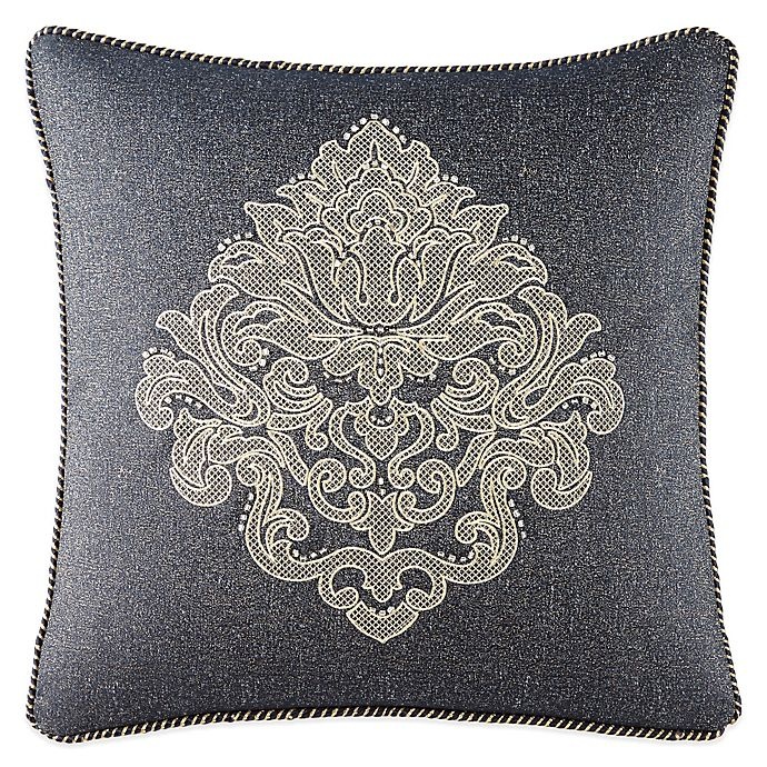 slide 1 of 1, Waterford Linens Vaughn Medallion Square Throw Pillow - Navy/Gold, 1 ct