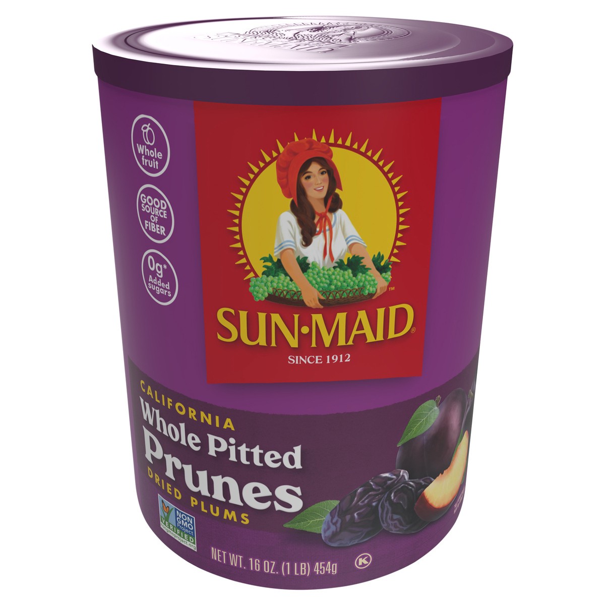 slide 1 of 2, Sun-Maid California Whole Pitted Prunes 16oz Resealable Canister, 16 oz