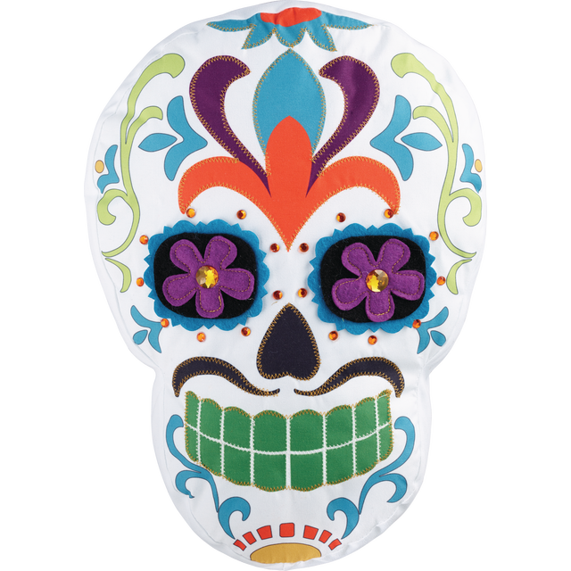 slide 1 of 1, CVS Fabric Skull Pllw Decor, 1 ct
