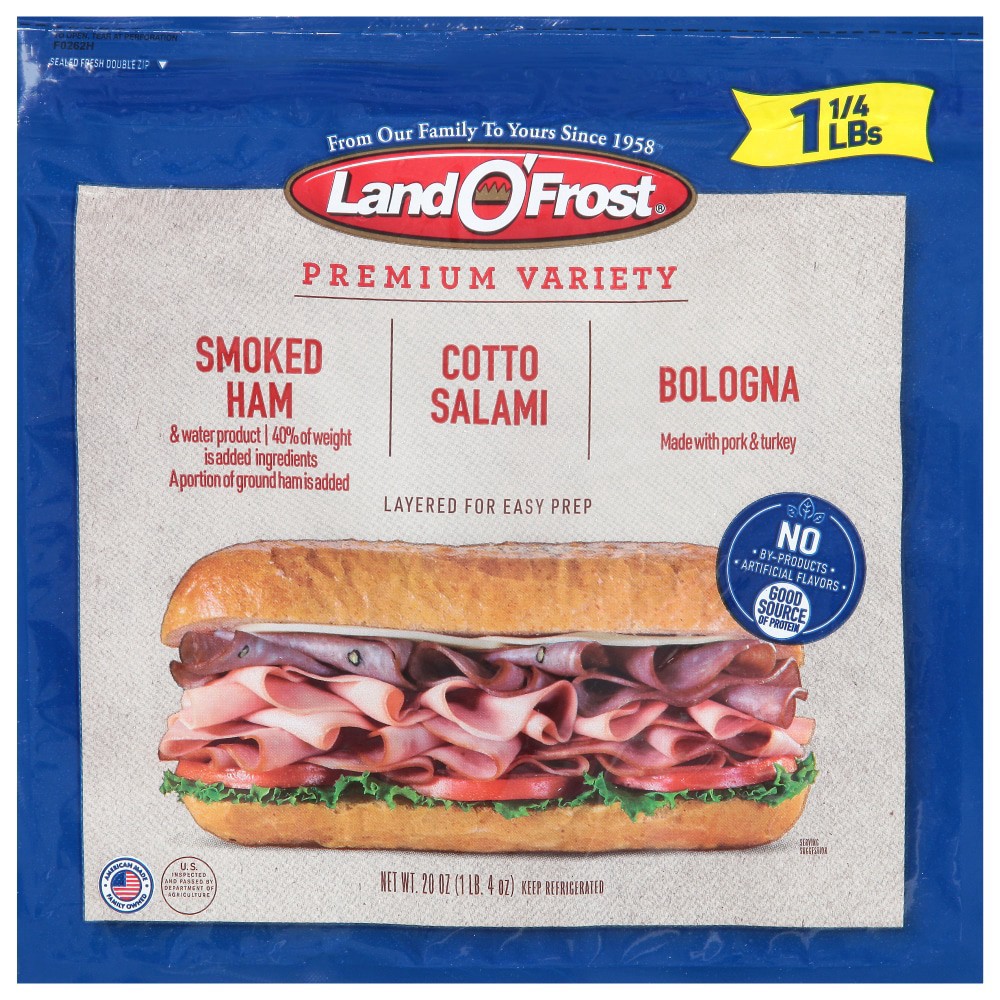 slide 1 of 9, Land O' Frost Land O'Frost Prem Variety Ham, Salami, Bologna 20oz, 20 oz