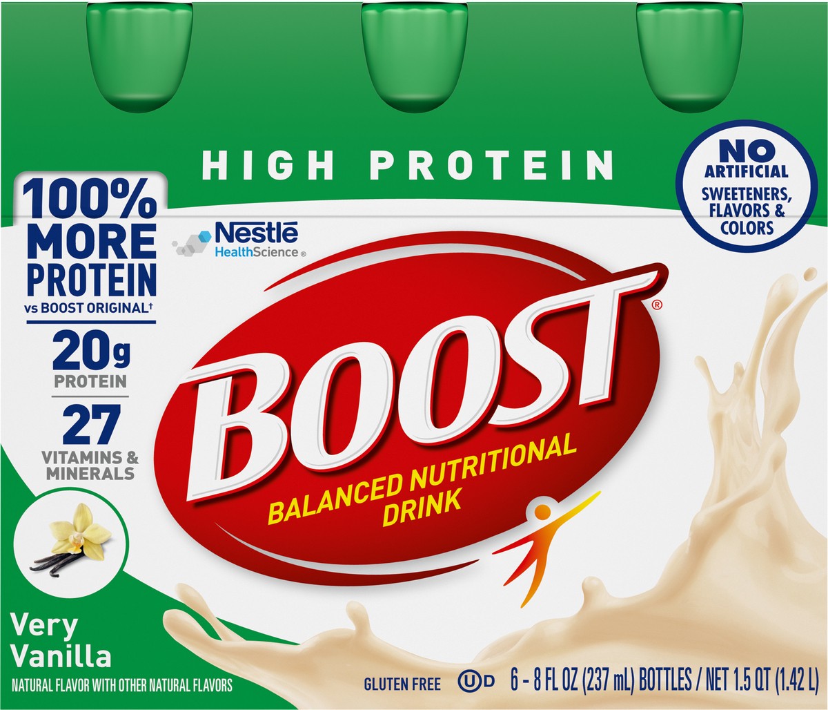 slide 6 of 9, Boost High Protein Vanilla Nutritional Drink /, 48 oz