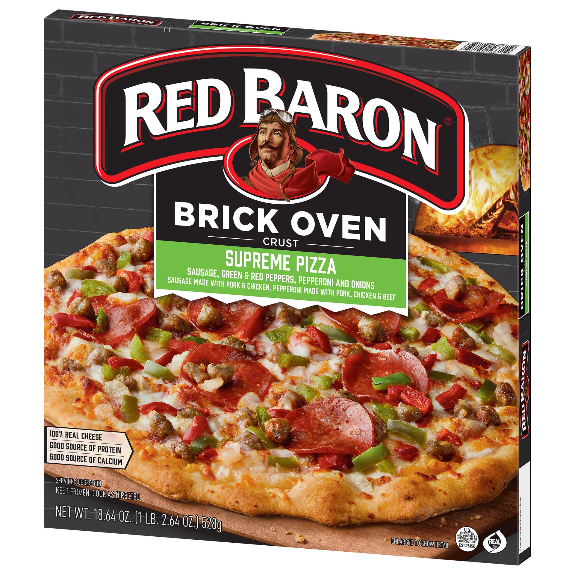 slide 3 of 5, Red Baron Supreme Brick Oven Crust Frozen Pizza, 18.64 oz