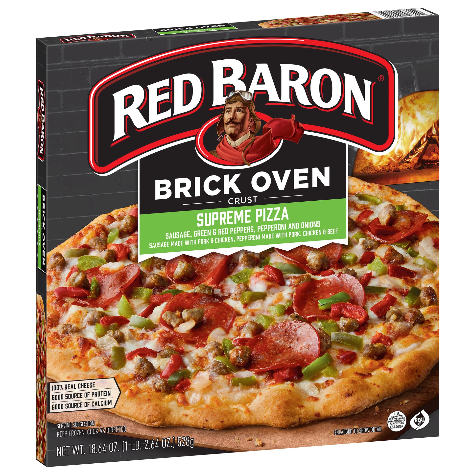 slide 2 of 5, Red Baron Supreme Brick Oven Crust Frozen Pizza, 18.64 oz