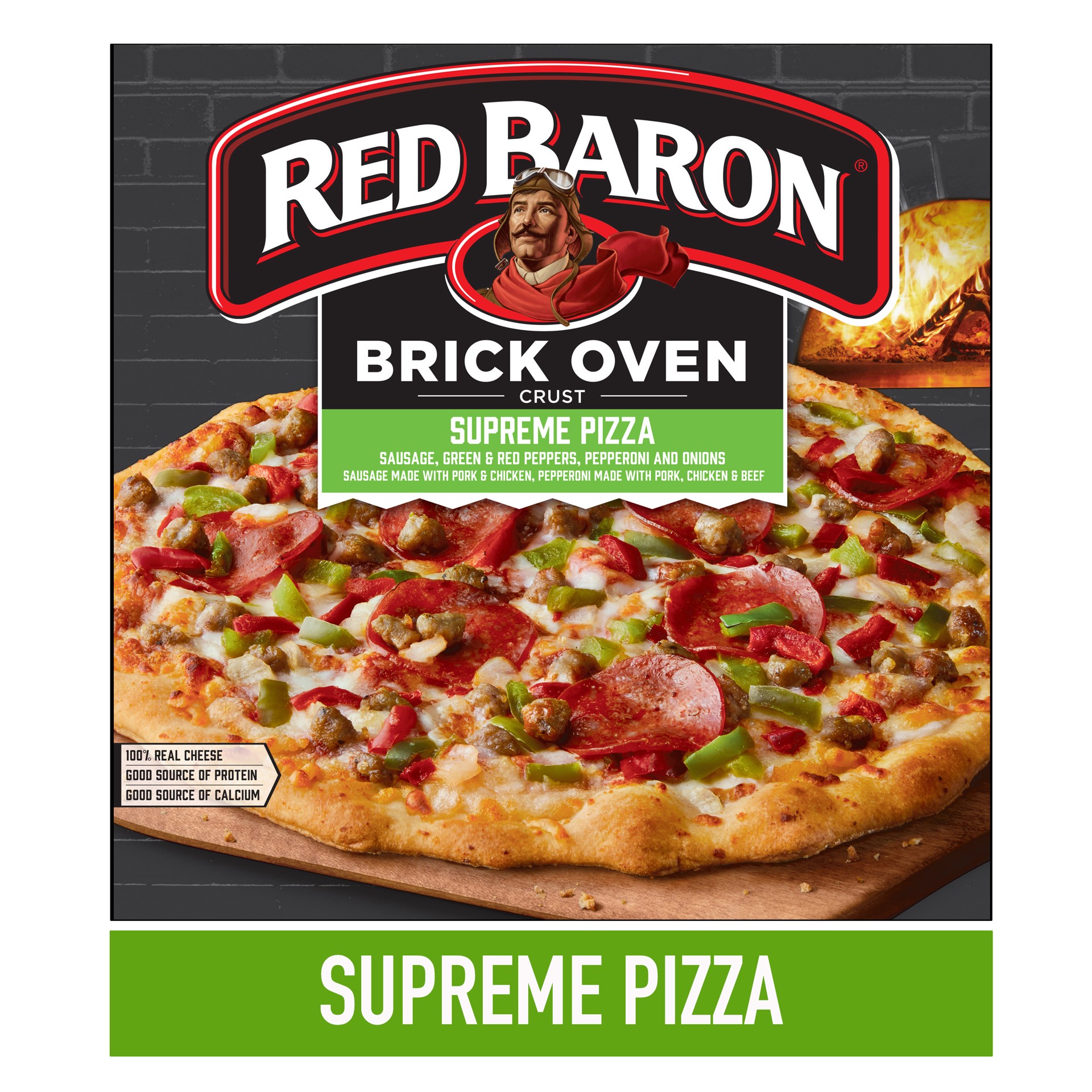 slide 5 of 5, Red Baron Supreme Brick Oven Crust Frozen Pizza, 18.64 oz