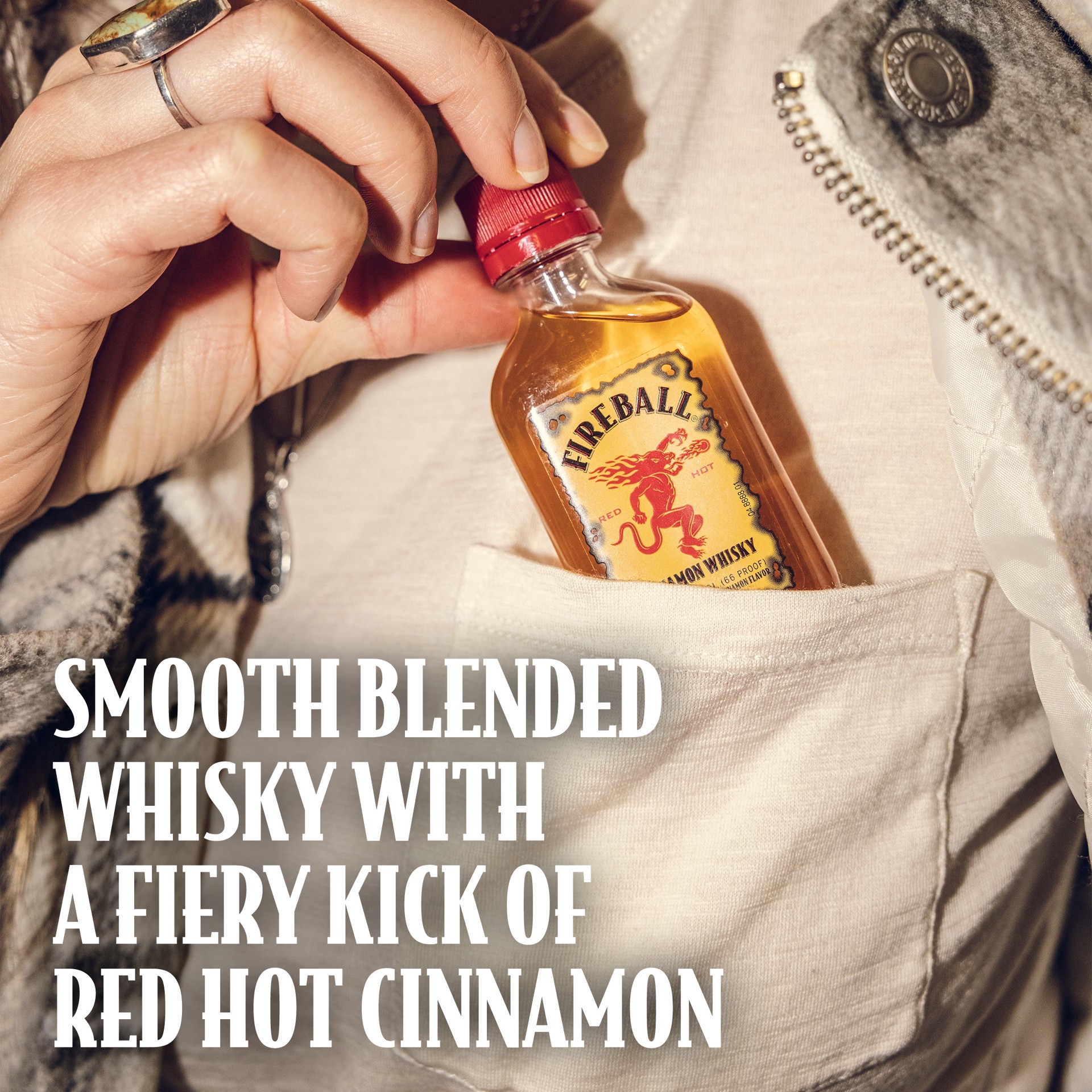 slide 2 of 5, Fireball Cinnamon Whiskey, 100ml Plastic Bottles, 4 Count, 66 Proof, 100 ml