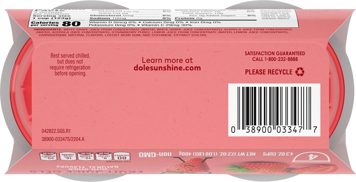 slide 4 of 9, Dole Wiggles Strawberry Fruit Juice Gel, 4 ct; 4.3 oz
