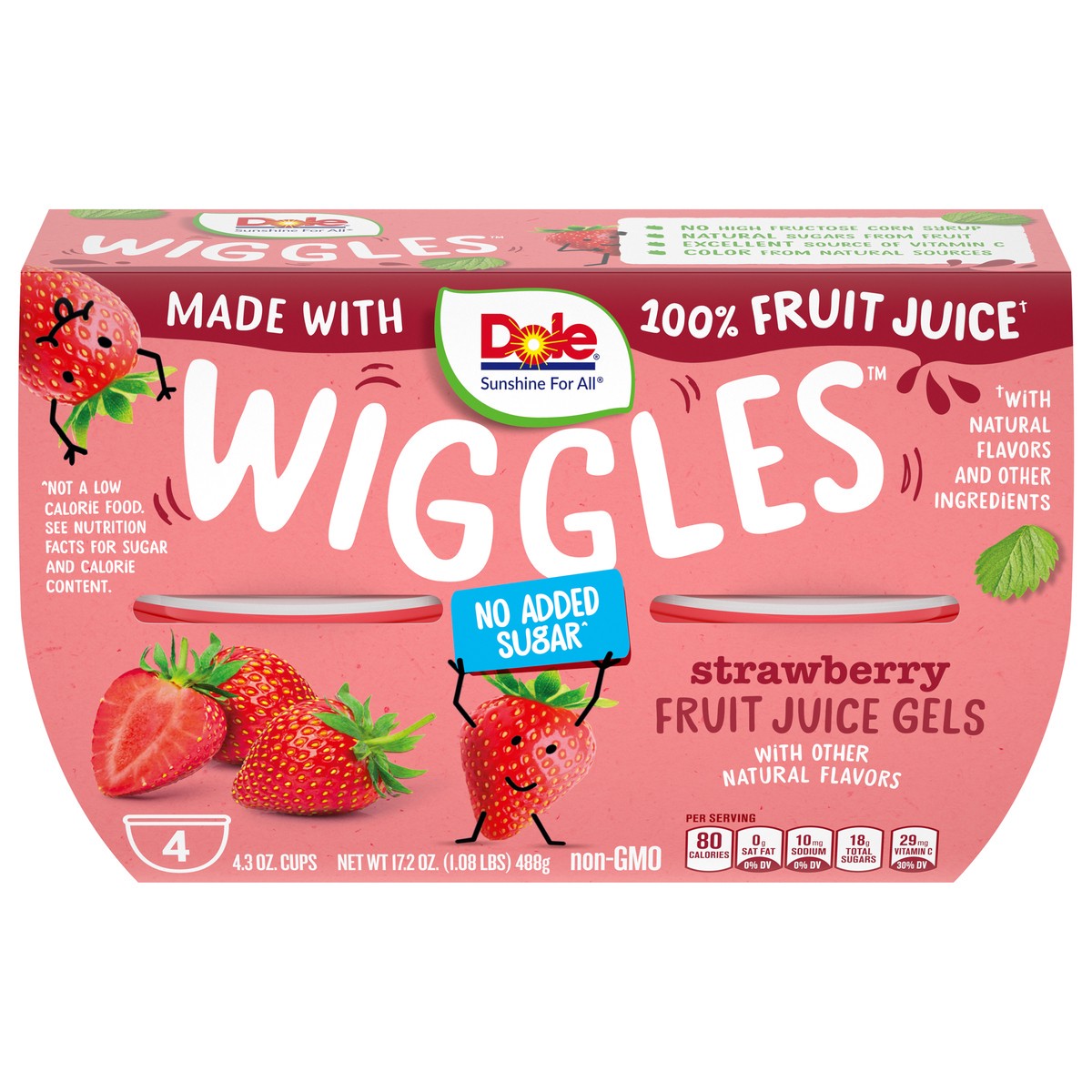 slide 1 of 9, Dole Wiggles Strawberry Fruit Juice Gel, 4 ct; 4.3 oz