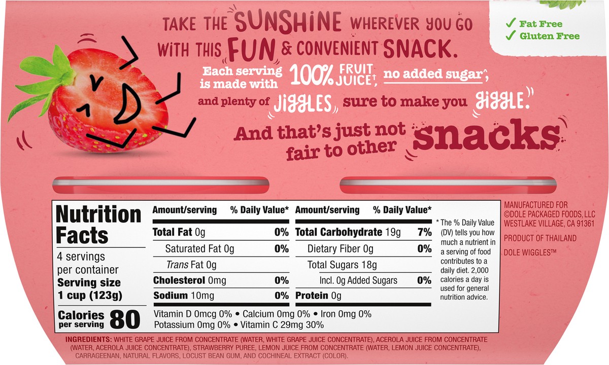 slide 2 of 9, Dole Wiggles Strawberry Fruit Juice Gel, 4 ct; 4.3 oz