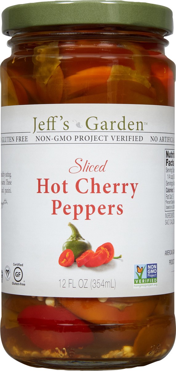 slide 4 of 7, Jeff's Garden Jeffs Naturals Hot Sliced Cherry Peppers, 12 oz