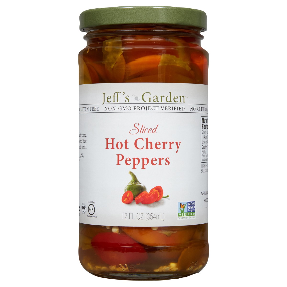 slide 1 of 7, Jeff's Garden Jeffs Naturals Hot Sliced Cherry Peppers, 12 oz