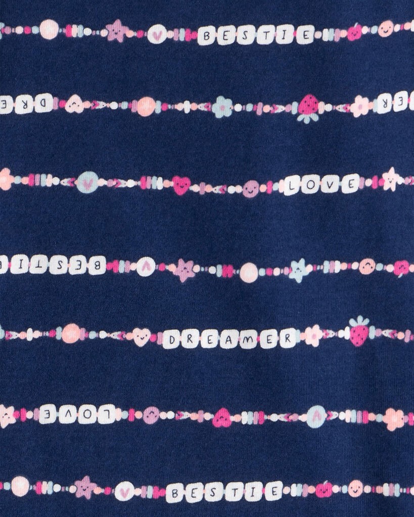 slide 3 of 5, Carter's Girls Heart Print 100% Cotton Long-Sleeve Snug Fit 4-Piece Pajamas - Navy/Pink Pink/Navy 4, 4 pc