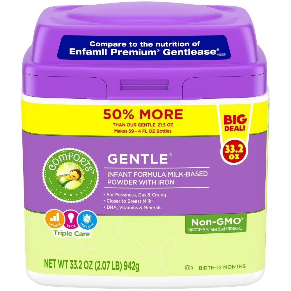 slide 1 of 1, Comforts Gentle Non-Gmo Milk-Based Infant Formula Powder Value Size, 33.2 oz