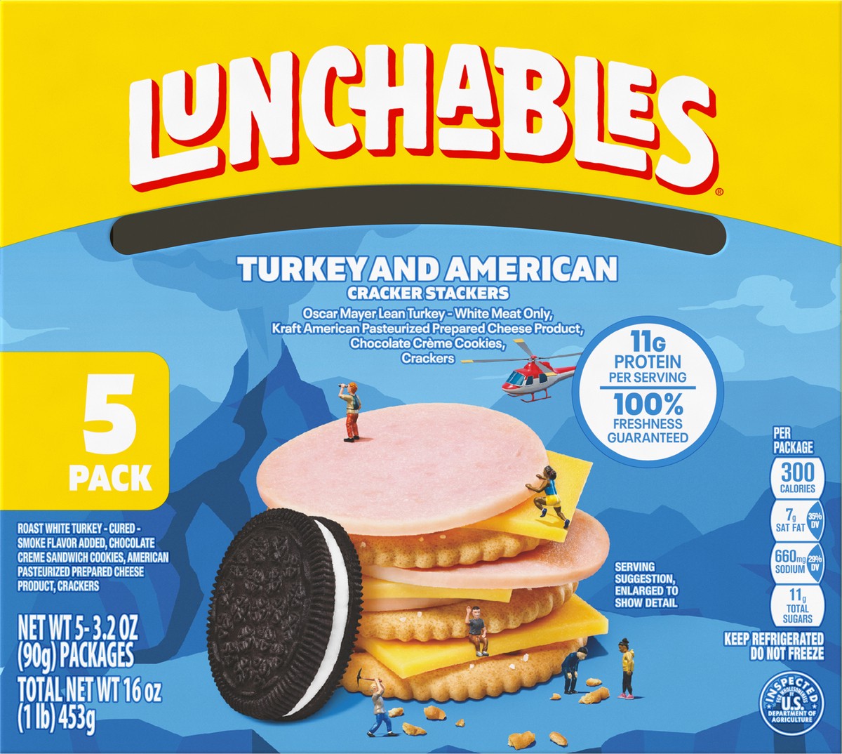 slide 12 of 13, Lunchables Turkey & American with Chocolate Creme Cookies, 5 ct Pack, 3.2 oz Trays, 16 oz